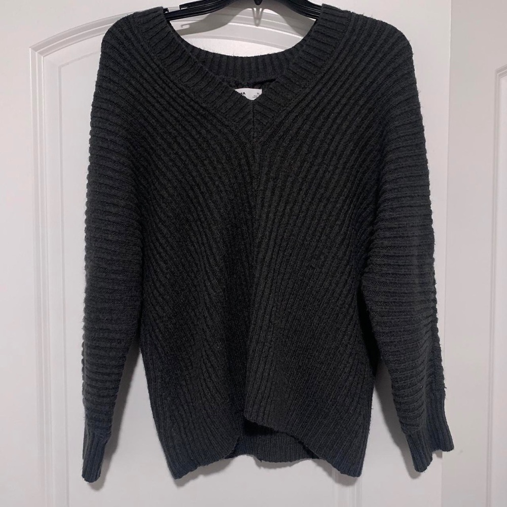 Sonoma Charcoal Ribbed V-Neck Sweater